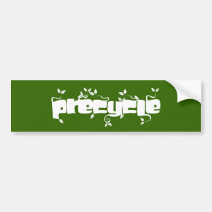 Precycle Bumpersticker in White Leaf Lettering Bumper Sticker