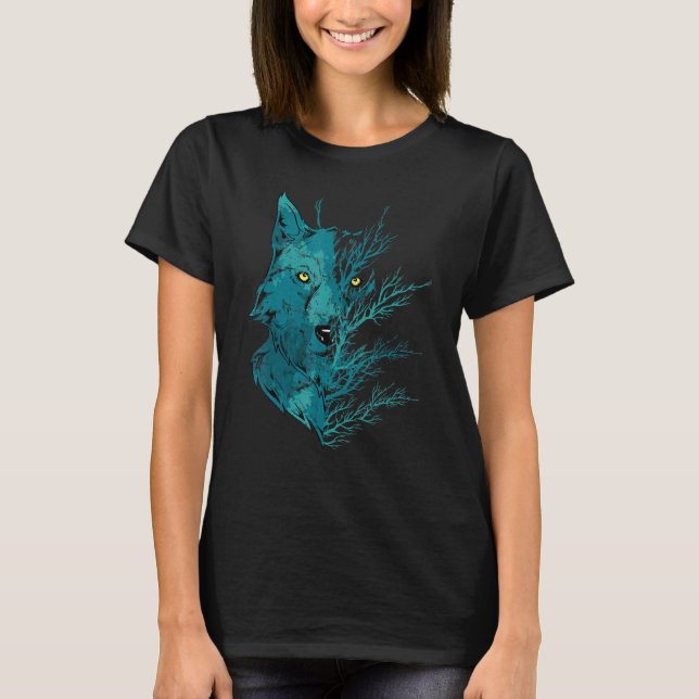 Predator Wolf Forest Animal Moonlight Wolf T-Shirt (Front)