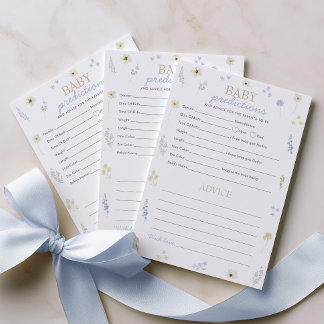 Prediction Advice Baby Shower Game Blue Wildflower Card