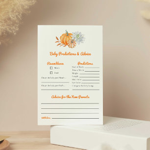 Predictions & Advice Baby Shower Game Fall Pumpkin