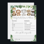 Predictions & Advice Jungle Baby Shower Game Card<br><div class="desc">This whimsical baby shower game features cute jungle animals and tropical greenery leaves.</div>