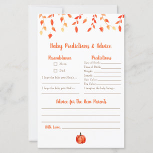 Predictions & Advice Little Pumpkin Baby Shower