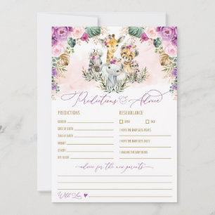 Predictions & Advice Safari Baby Shower Game Card