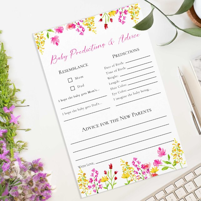 Predictions & Advice Wildflowers Baby Shower Game (Creator Uploaded)
