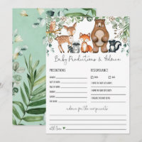 Predictions & Advice Woodland Baby Shower Game