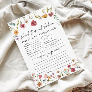 Predictions and Advice card   Baby Shower game 