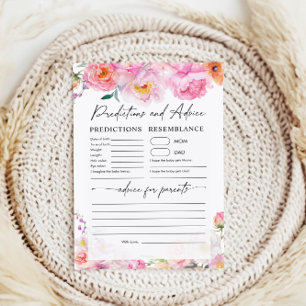 Predictions and Advice card   Baby Shower game 