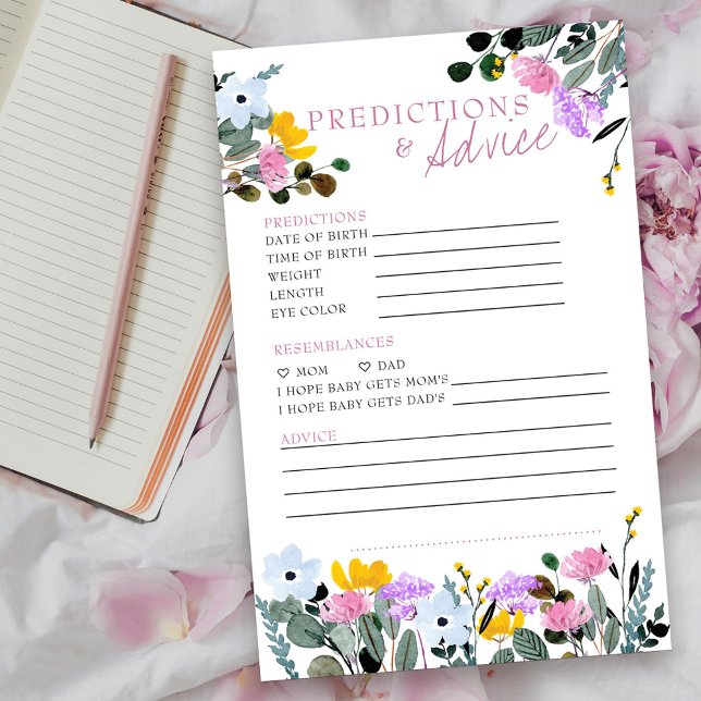 Predictions and Advice Wildflower Baby Shower Game (Baby Shower Predictions and Advice card from my Wildflower Lawn Collection.
)
