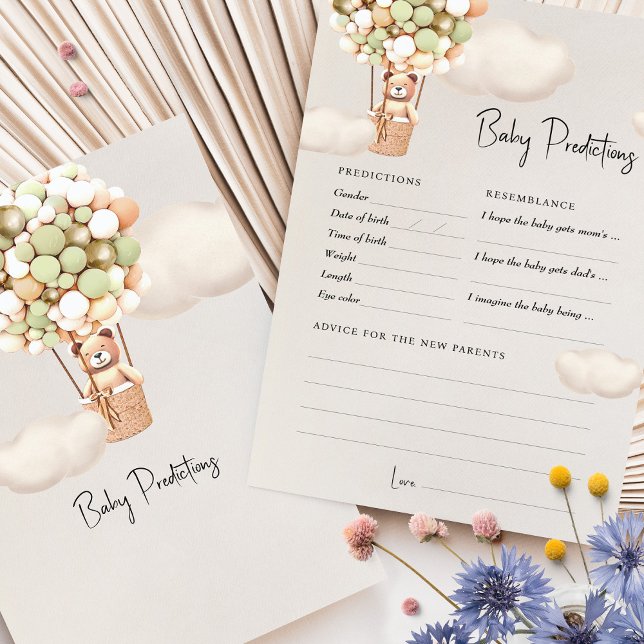 Predictions Baby Shower Game Advice Bear Balloons (Creator Uploaded)