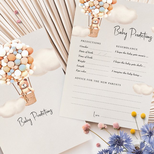 Predictions Baby Shower Game Advice Bear Balloons (Creator Uploaded)