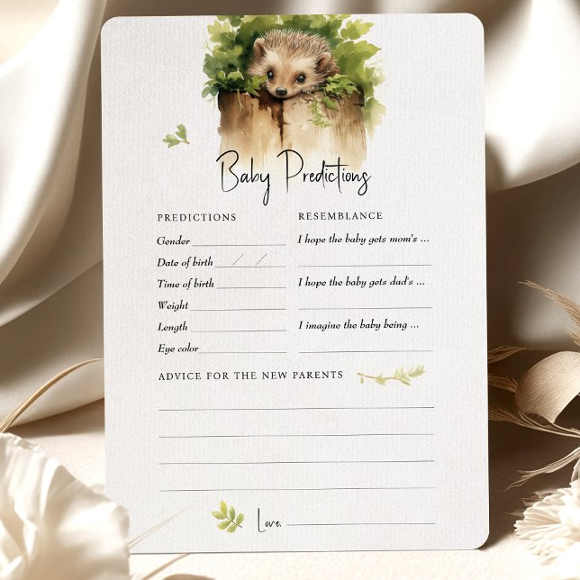 Predictions Baby Shower Game Advice Hedgehog Invitation (Creator Uploaded)