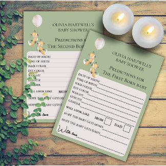 Predictions For Baby Twins Baby Shower Game Invitation