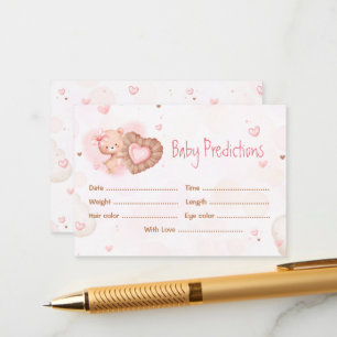 Predictions Pink Sweetheart Baby Shower Game Enclosure Card