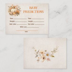 Predictions Pumpkin Fall Baby Shower Game Enclosure Card