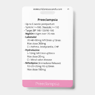 Preeclampsia & Postpartum haemorrhage/neonate ID Badge