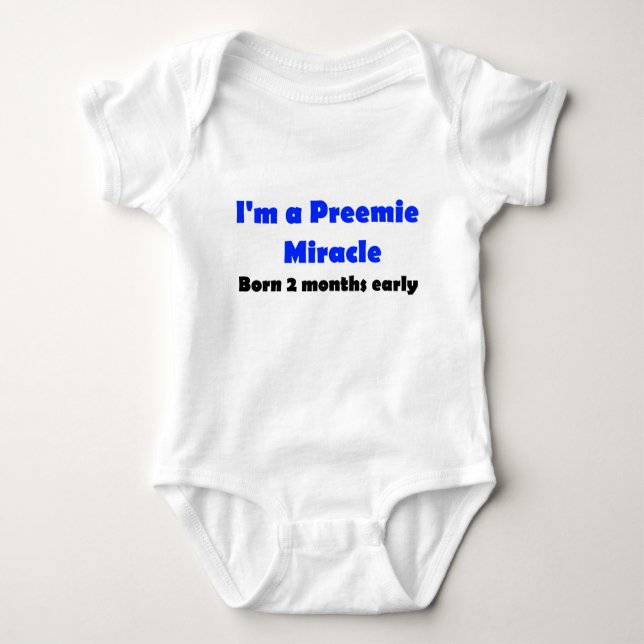 Preemie Miracle Born 2 months early, Boy Baby Bodysuit (Front)