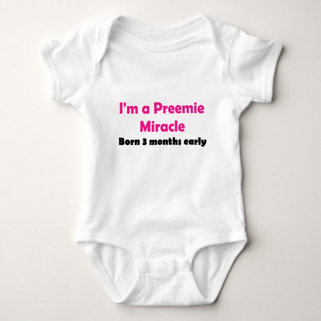Preemie Miracle Born 3 months early, Girl Baby Bodysuit (Front)