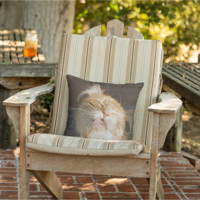 Preening Maine Coon Close Up Photograph Outdoor Cushion (Chair)