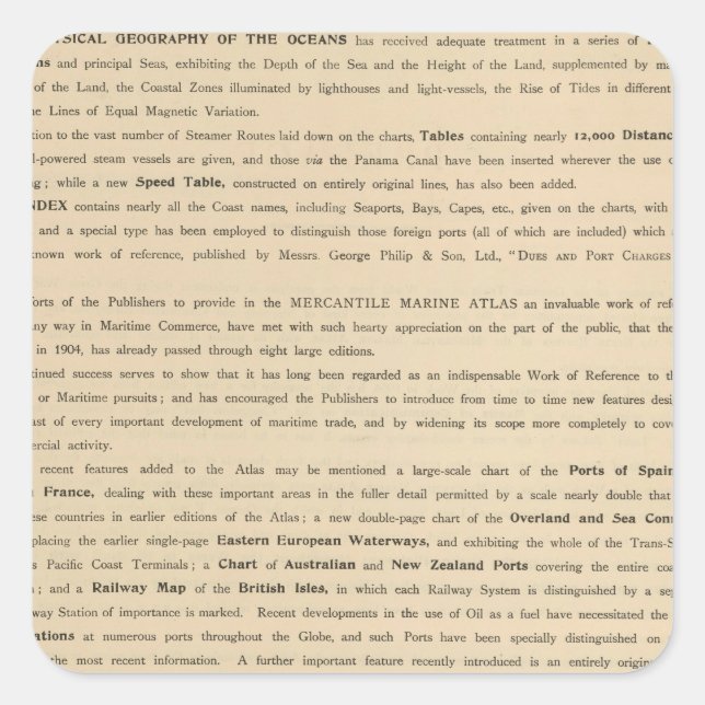 Preface New mercantile marine atlas Square Sticker (Front)