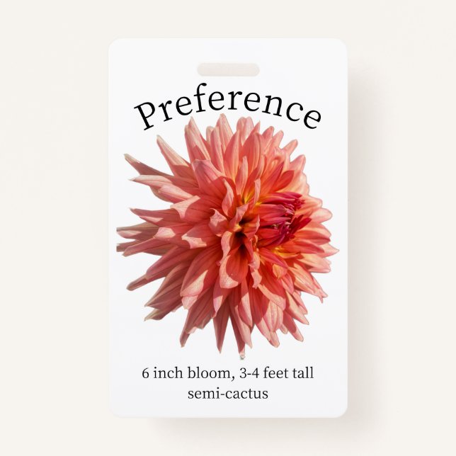 Preference Dahlia ID Badge (Front)