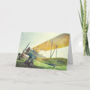 "Preflight Biplane" Antique Aeroplane Card