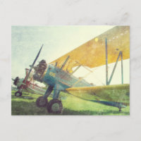 "Preflight" Vintage Biplane Aeroplanes Postcard