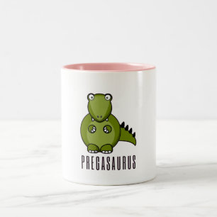 Pregasaurus   Funny Gift for Pregnancy Two-Tone Coffee Mug
