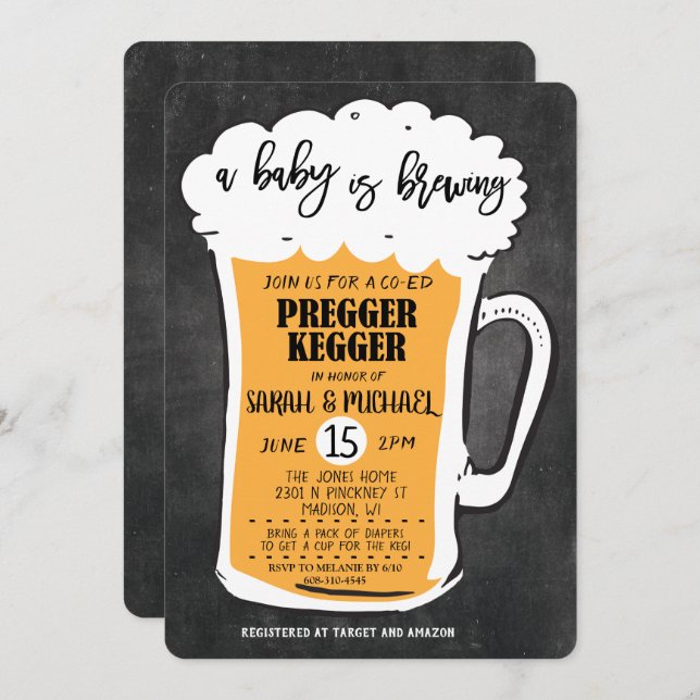 Pregger Kegger Beer Baby Shower Invitation (Front/Back)