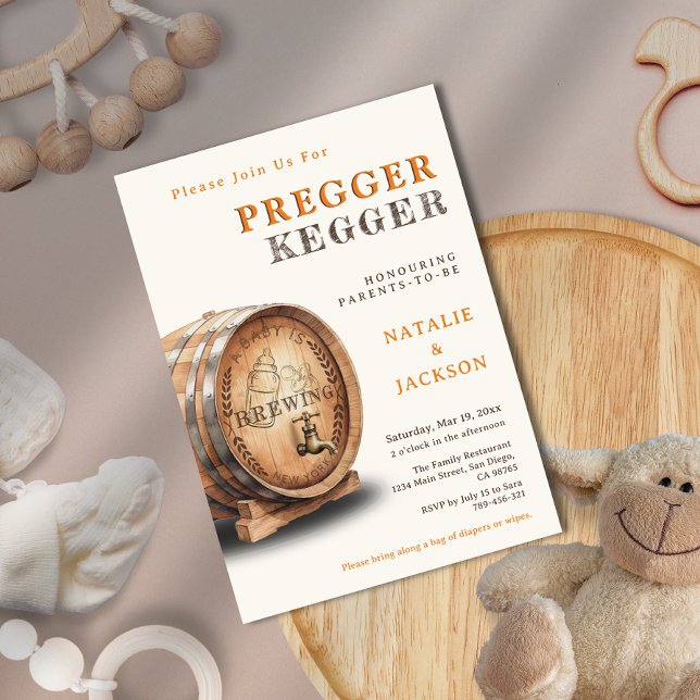Pregger Kegger Gender Neutral Coed Baby Shower Invitation (Pregger Kegger Gender Neutral Coed Baby Shower Invitation)