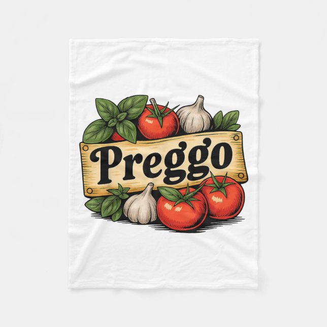 Preggo Costume Pregnancy Announcement Preggo Pasta Fleece Blanket (Front)