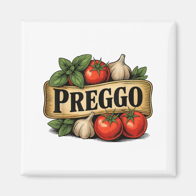 Preggo Costume Pregnancy Announcement Prego Pasta  Magnet (Front)