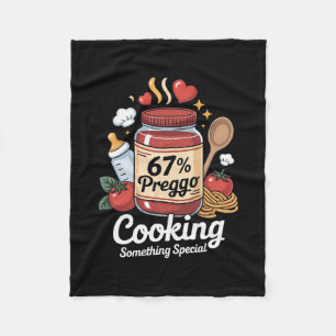 Preggo Sauce Pasta Pregnancy Announcement Funny 67 Fleece Blanket