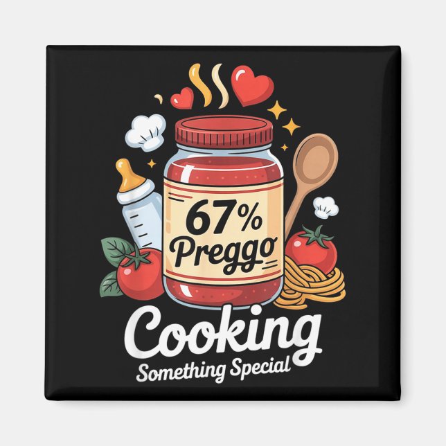 Preggo Sauce Pasta Pregnancy Announcement Funny 67 Magnet (Front)