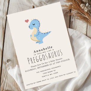 Preggosaurus Cute Dinosaur Baby Boy shower Invitation