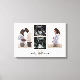 Pregnancy 4 photo Collage Monogram Initial Canvas Print