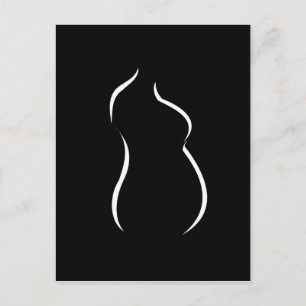 Pregnancy abstract drawing announcement postcard