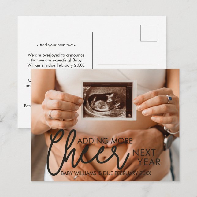 Pregnancy Adding More Cheer Next Year Christmas Holiday Postcard (Front/Back)