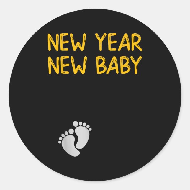 Pregnancy Announcemen - New Year New Baby  Classic Round Sticker (Front)