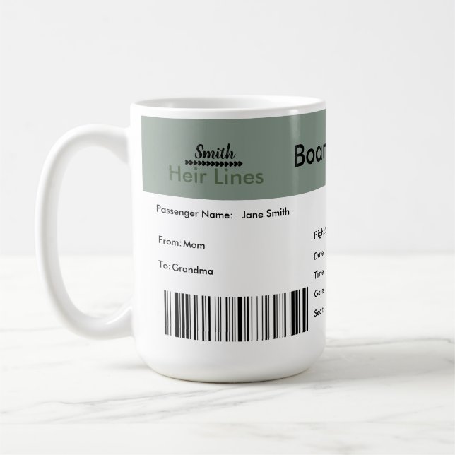 Pregnancy Announcement Airline Ticket Neutral Coffee Mug (Left)