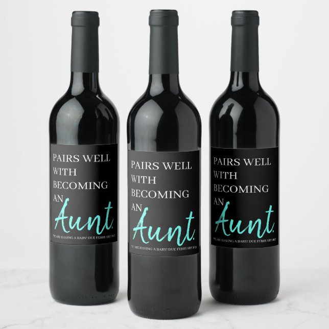 Pregnancy Announcement Aunt Wine Label (Bottles)