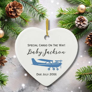 Pregnancy Announcement Baby Photo Cessna Christmas Ceramic Ornament