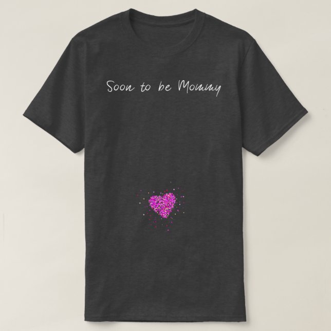 Pregnancy Announcement Baby Shower Heart T-Shirt (Design Front)