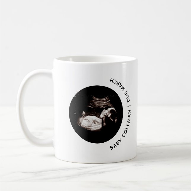 Pregnancy Announcement Baby Sonogram Photo Coffee Mug (Left)