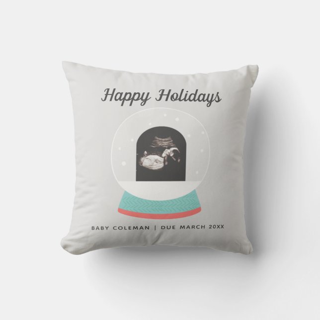 Pregnancy Announcement Baby Sonogram Snow Globe Cushion (Front)