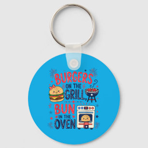 Pregnancy Announcement Burgers On The Grill Bun In Key Ring