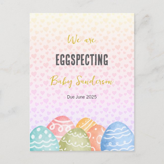 Pregnancy Announcement Card, Eggspecting  (Front)