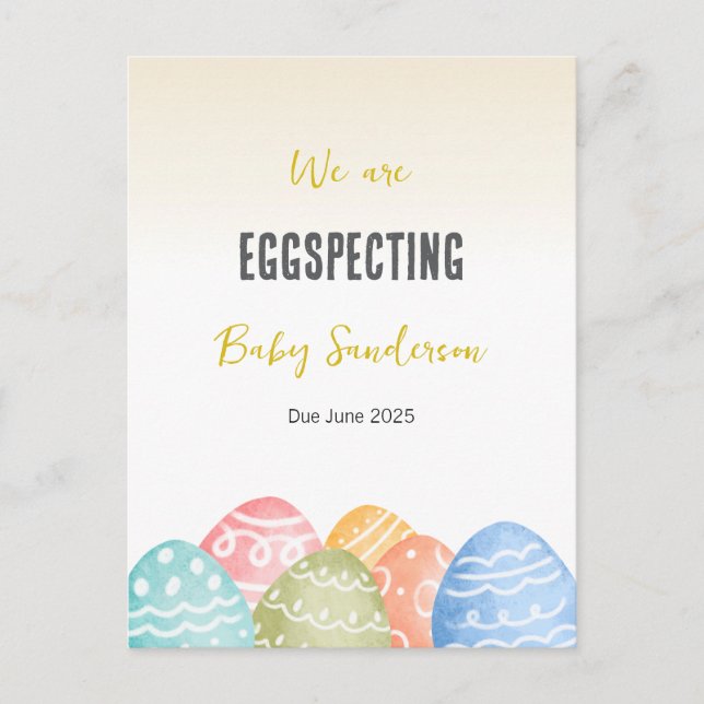 Pregnancy Announcement Card, Eggspecting  Postcard (Front)