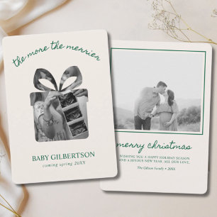 Pregnancy Announcement Christmas Card Modern Green