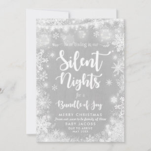 Pregnancy Announcement Christmas Card Rustic Frame