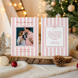 Pregnancy Announcement Christmas Photo Bow Stripes